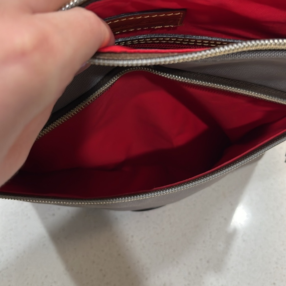 Dooney & Bourke Gray Crossbody Bag with Brown Trim - Picture 6 of 10